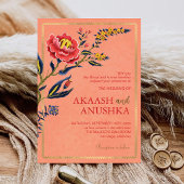 Elegante Indiase Wildflower Blush Roze bruiloft Kaart