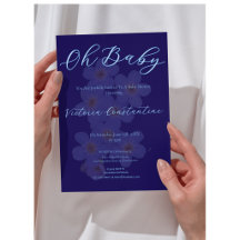 Elegante Indigo Blau Oh Baby Script Bloem Foto