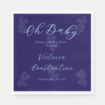 Elegante Indigo Blau Oh Baby Script Bloemenservet