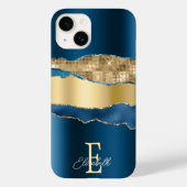 Elegante Indigo Blue Agaat Gold Sequins Case-Mate iPhone Case (Achterkant)