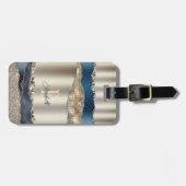 Elegante Indigo Blue Agaat Sequins Bagagelabel (Voorkant horizontaal)