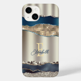 Elegante Indigo Blue Agaat Sequins Case-Mate iPhone 14 Hoesje