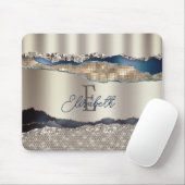 Elegante Indigo Blue Agaat Sequins Muismat (Met muis)