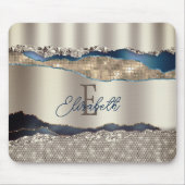 Elegante Indigo Blue Agaat Sequins Muismat (Voorkant)