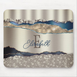 Elegante Indigo Blue Agaat Sequins Muismat