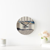 Elegante Indigo Blue Agaat Sequins Ronde Klok (Huis)