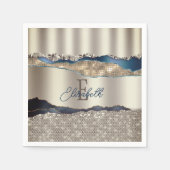 Elegante Indigo Blue Agaat Sequins Servet (Voorkant)