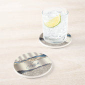 Elegante Indigo Blue Agaat Sequins Zandsteen Onderzetter (Zijkant)