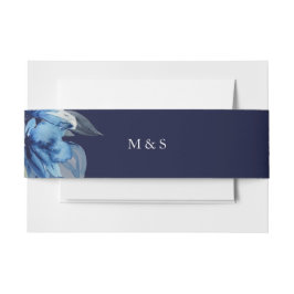 Elegante Indigo Blue Floral Waterverf Art Uitnodigingen Wikkel