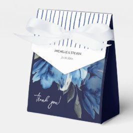 Elegante Indigo Blue Waterverf Art Bedankdoosjes