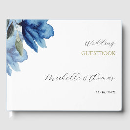 Elegante Indigo Blue Waterverf Art Gastenboek