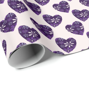 Elegante Indigo Blush Blauwe Bloemen Patroon Harte Cadeaupapier