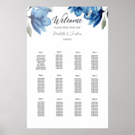 Elegante Indigo Boho Blauwe Waterverf Gastlijst Poster