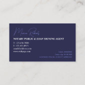 Elegante indigo donkerblauwe inkt mobiele notaris visitekaartje (Achterkant)