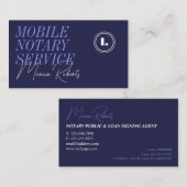 Elegante indigo donkerblauwe inkt mobiele notaris visitekaartje (Voorkant / Achterkant)