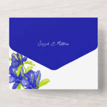 Elegante Indigo Iris Bloemen Handgeschilderd