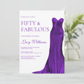 Elegante indigo jurk, 50e en fantastische verjaard kaart (Staand voorkant)