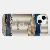 Elegante indigoblauwe agaat sequins Case-Mate iPhone case (Achterkant (horizontaal))