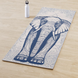 Elegante Indische Olifant in Navyblauw Lijnkunst S Yogamat
