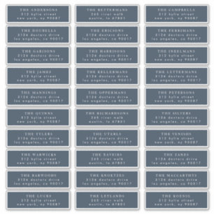 Elegante individuele blauwe gast adres bruiloft sticker