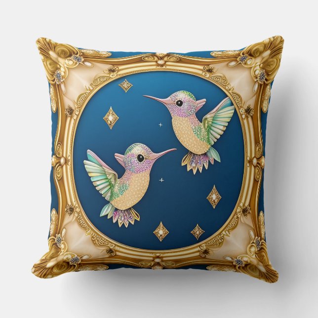 Elegante ingelijste vogels kunstwerk kussen (Voorkant)