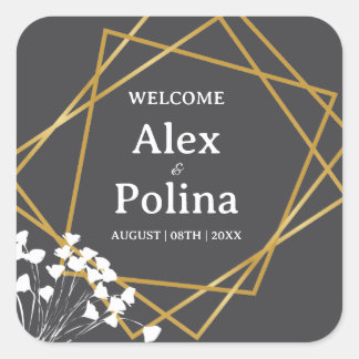 Elegante ingelijste welkomstbloemen in het wild vierkante sticker