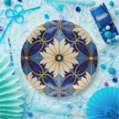 Elegante ingewikkelde Art Deco gouden diepblauwe b Papieren Bordje (Feest)