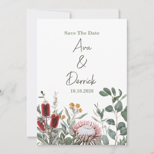 Elegante inheemse bloemige Save the Date kaart (Voorkant)