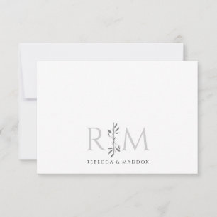 Elegante Initiaal Botanische Monogram Koppel Notitiekaartje