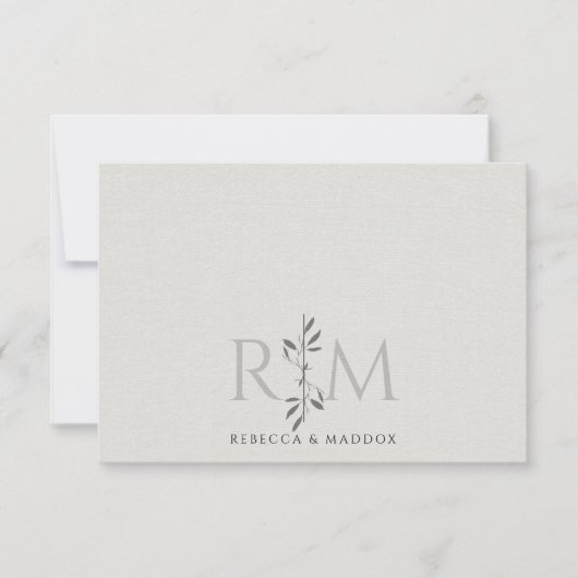 Elegante Initiaal Botanische Monogram Koppel Notitiekaartje (Voorkant)