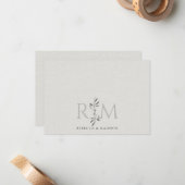 Elegante Initiaal Botanische Monogram Koppel Notitiekaartje (Voorkant / Achterkant in situ)