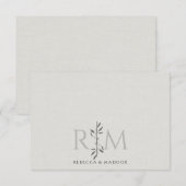 Elegante Initiaal Botanische Monogram Koppel Notitiekaartje (Voorkant / Achterkant)