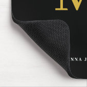 Elegante Initiaal Chic Zwart Goud Monogram Muismat (Hoek)