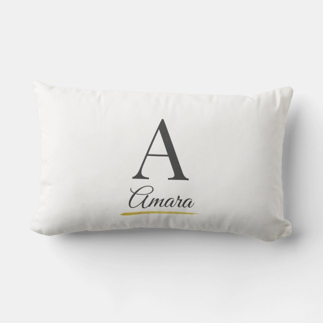 Elegante Initiaal en Naam Monogram Kussen (Achterkant)