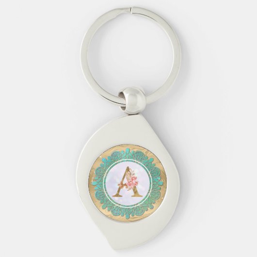 Elegante Initiaal Letters met Monogram en Mandala Sleutelhanger (Voorkant)