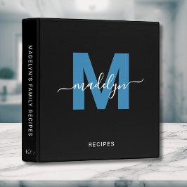 Elegante Initiaal Script Naam Monogram Blauw Recep 1" Multomap
