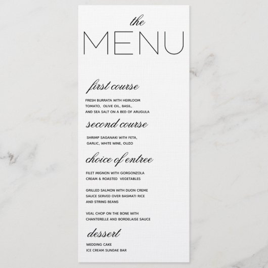 Elegante Initialen bruiloft menu (Voorkant)