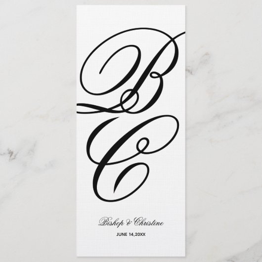 Elegante Initialen bruiloft menu (Achterkant)