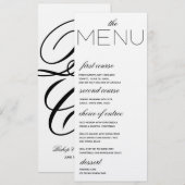 Elegante Initialen bruiloft menu (Voorkant / Achterkant)