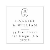 Elegante Initialen bruiloft monogram retouradres Zelfinktende Stempel (Design)