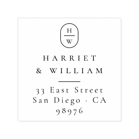 Elegante Initialen bruiloft monogram retouradres Zelfinktende Stempel (Design)