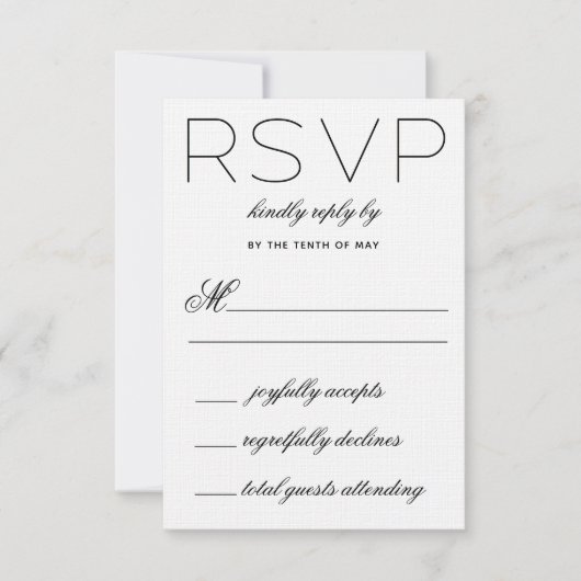 Elegante Initialen Bruiloft RSVP-kaart RSVP Kaartje (Voorkant)
