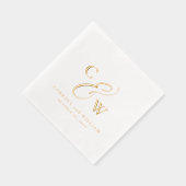 Elegante initialen eenvoudige namen datum bruiloft folie servetten (Rechts)