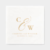 Elegante initialen eenvoudige namen datum bruiloft folie servetten (Voorkant)