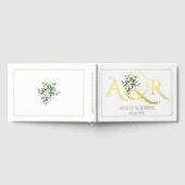 Elegante initialen en eucalyptus bruiloft folie gastenboek (Volledig)