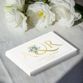 Elegante initialen en eucalyptus bruiloft folie gastenboek