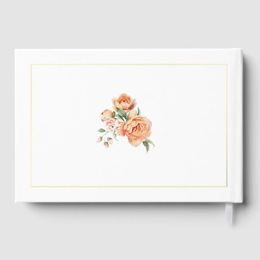 Elegante initialen en perzik rozen bruiloft folie gastenboek (Achterkant)
