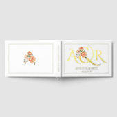 Elegante initialen en perzik rozen bruiloft folie gastenboek (Volledig)