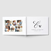 Elegante initialen fotocollage zwart wit bruiloft gastenboek (Volledig)