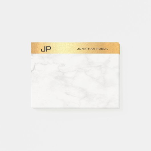 Elegante Initialen Goud Marmer Minimalistische Sja Post-it® Notes (Voorkant)